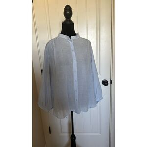 H&M Women's Light Blue Button-Down Shirt- Size 8
